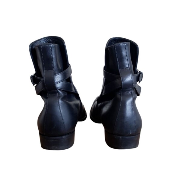 Saint Laurent Women's Buckled Pointed Toe Block Heels Boots Black Size 1… - Picture 7 of 10